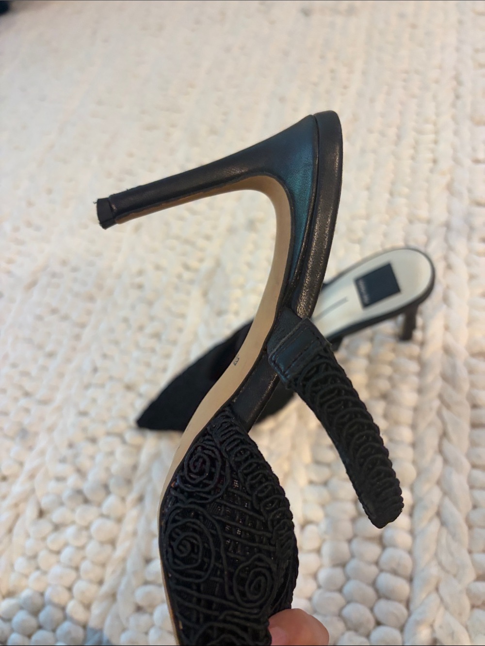 Dolce Vita Black Embroidered Pointed Toe Slingback Mules - Picture 5 of 6